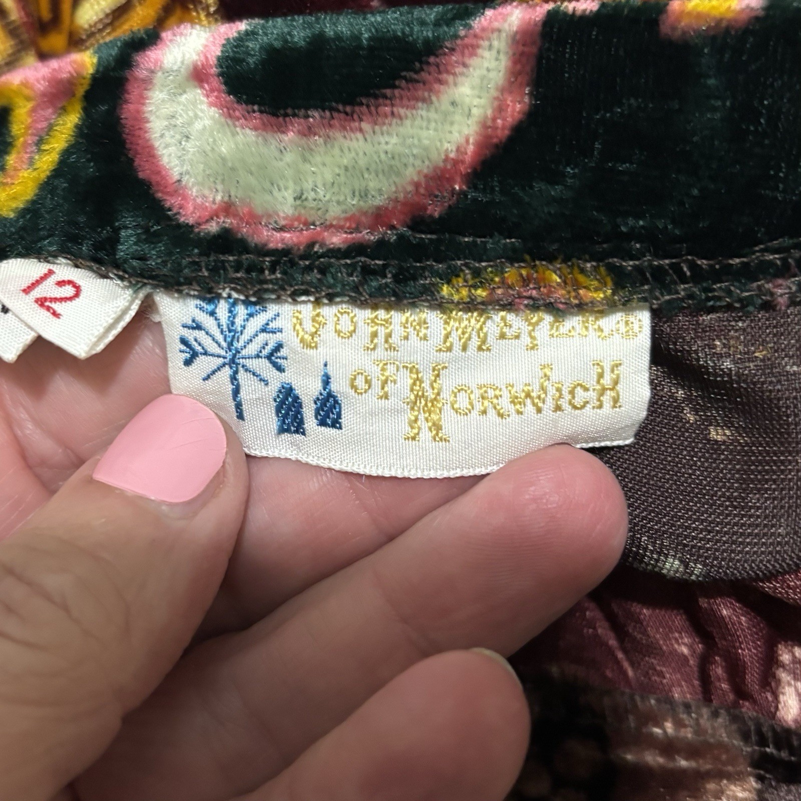 John Meyer of Norwich RARE Vintage 70’s Velvet Patchwork maxi skirt size 12