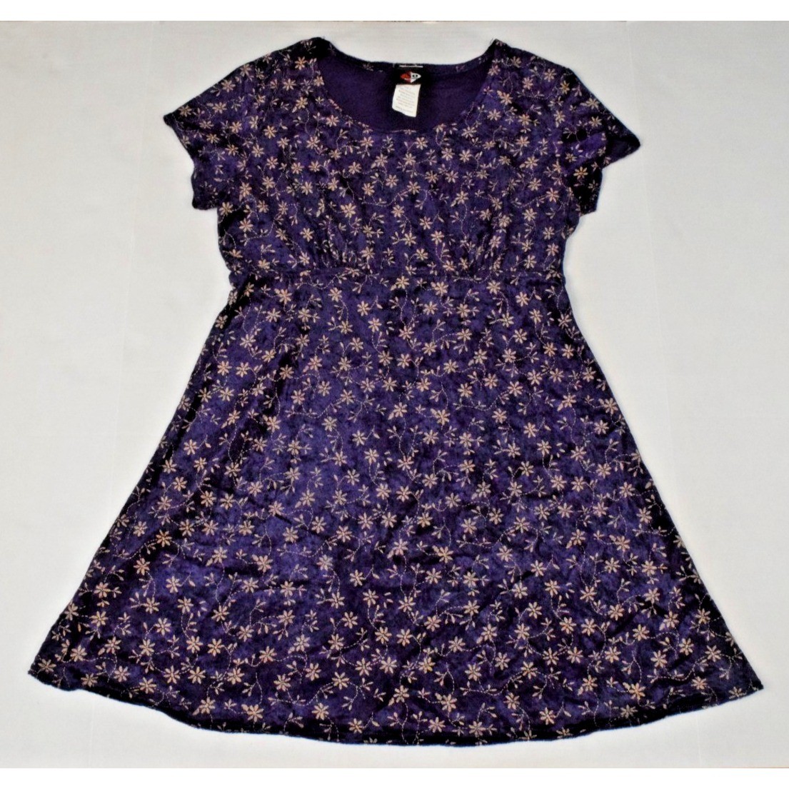 Vintage Baby Doll Dress No Boundaries Size 7 90s Velvety Amethyst Embroidery