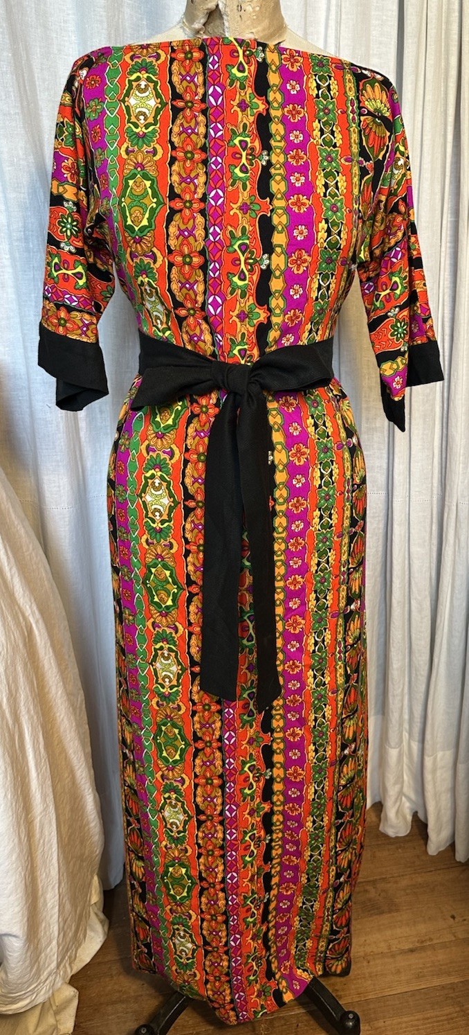 Mod Vintage Colorful Womens Long Dress Sz XS-S Pre-owned