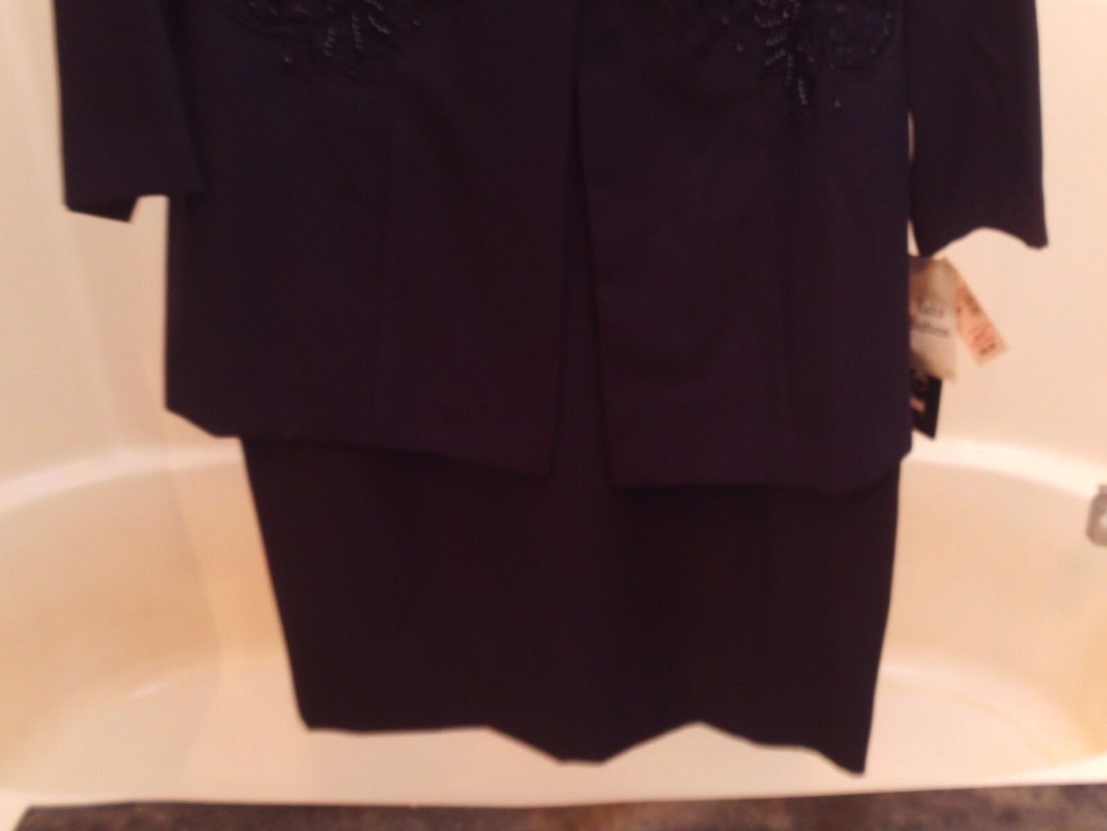 Vintage STUDIO I Faux Blazer Dress Navy Sequins Size 18 NWT