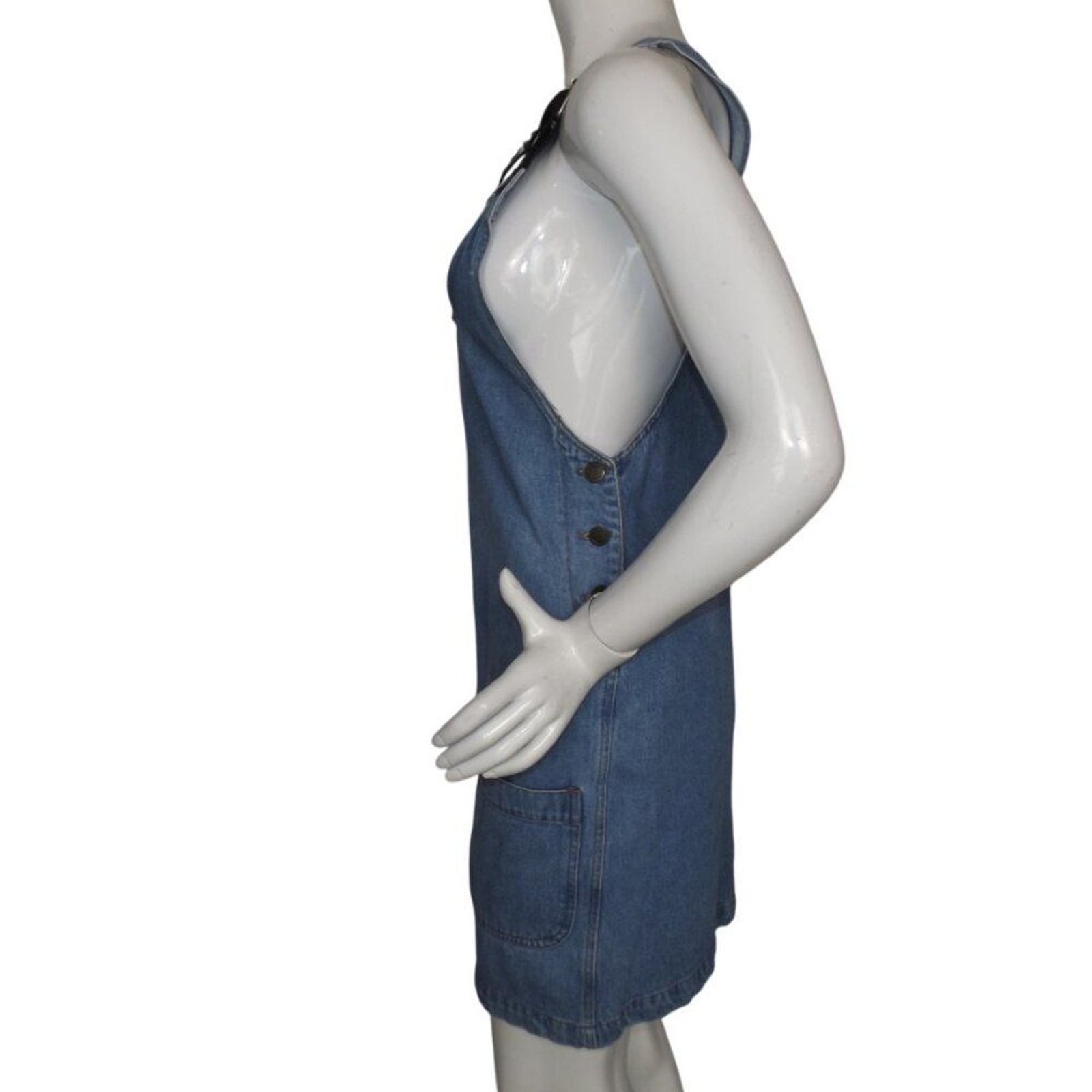 SPEED CONTROL Denim Jumper/Skirt-all, S, Shoulder buckles, Pockets, Vinyl straps