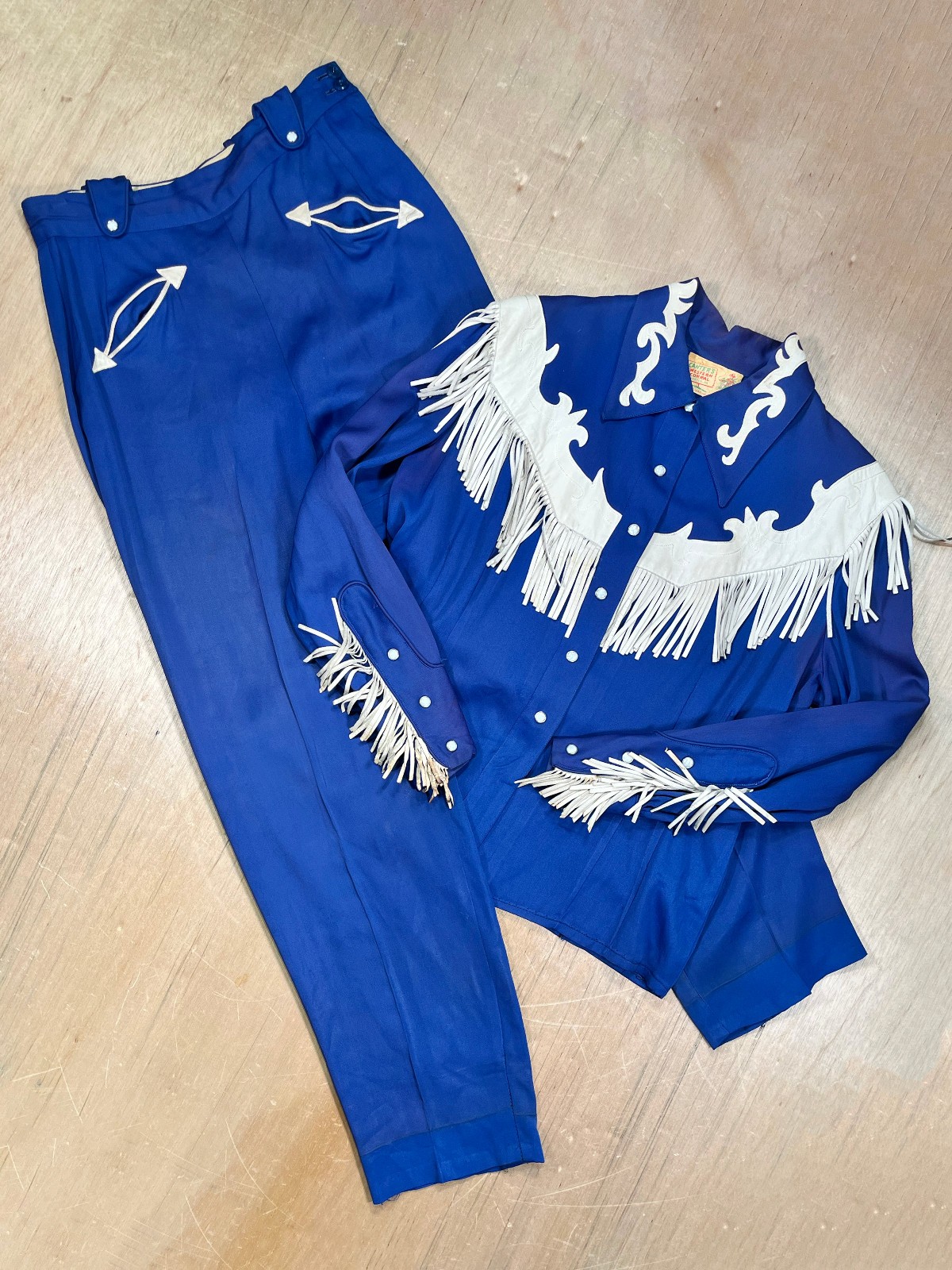 Vintage Western Suit Blue with Fringe Canter’s Rodeo Horse Ranch Maid Stage Wear