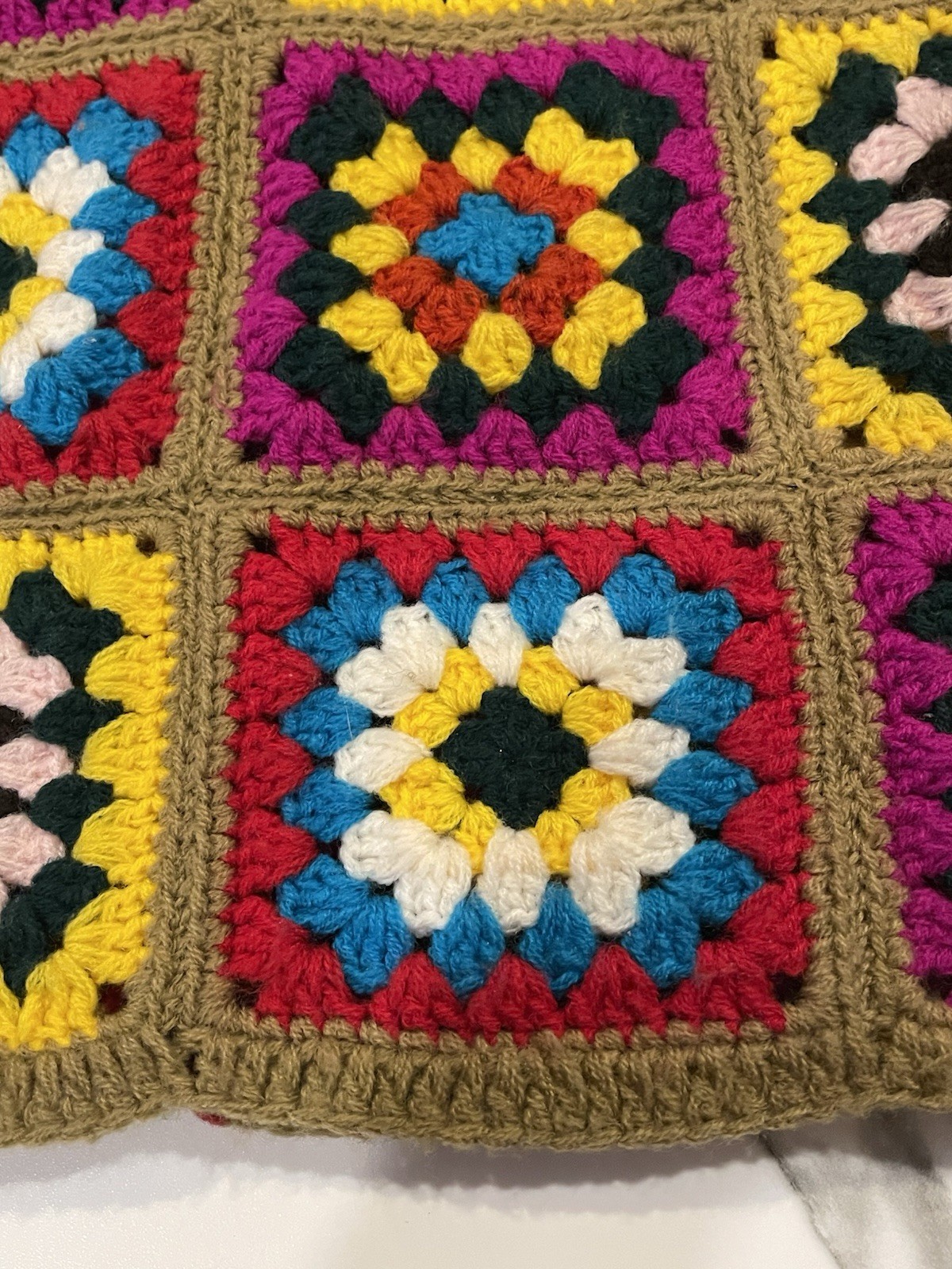 Vintage 70’s Charlie’s Girl Erika Elias Granny Square Crochet Vest Cropped XS