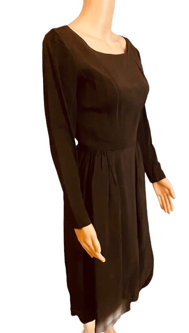 Suzy Perette Vintage 50s Black Rayon Fit Flare Evening Cocktail Dress XS/S