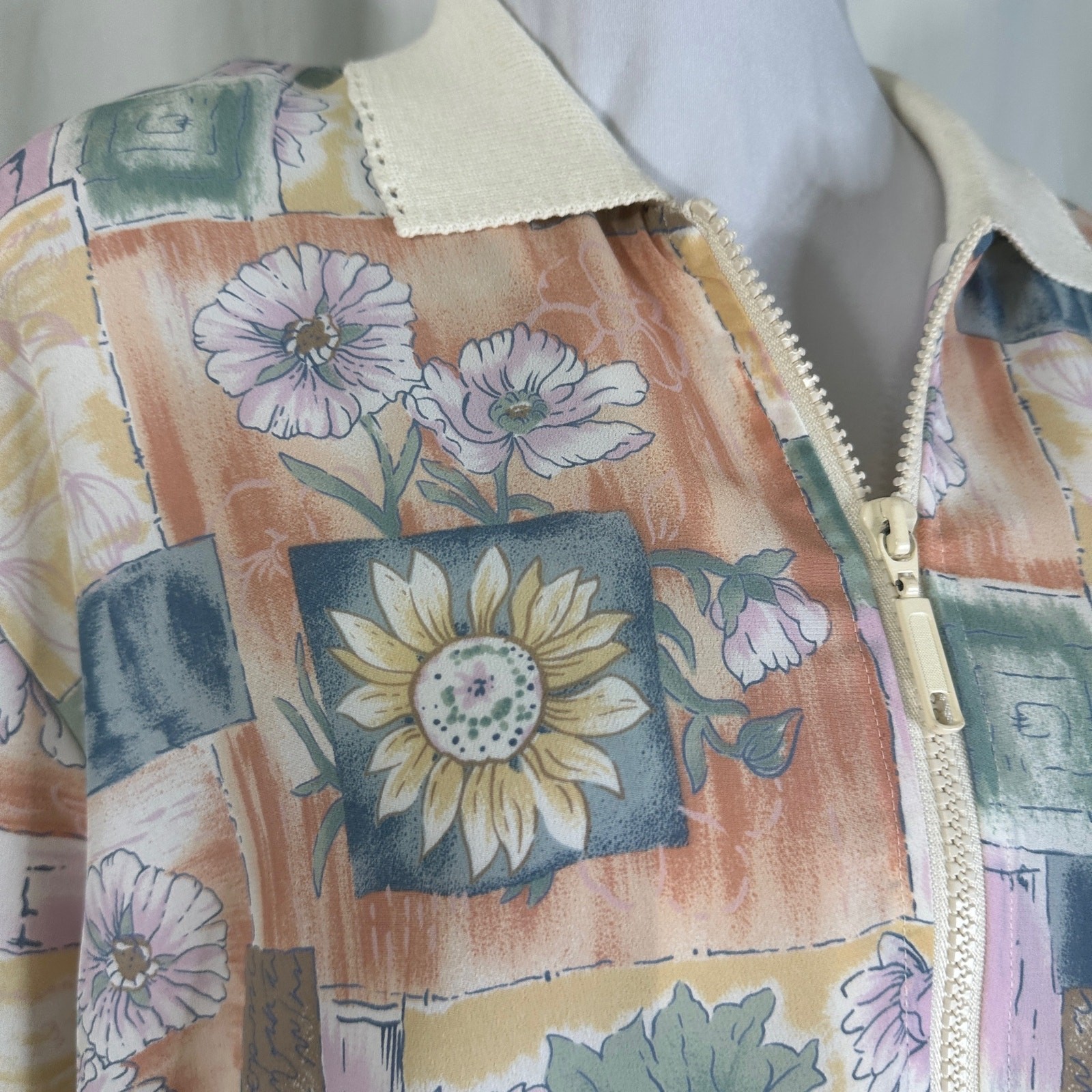 Vintage 1990s Teddi Pastel Multi Print Lightweight Jacket Windbreaker L/XL