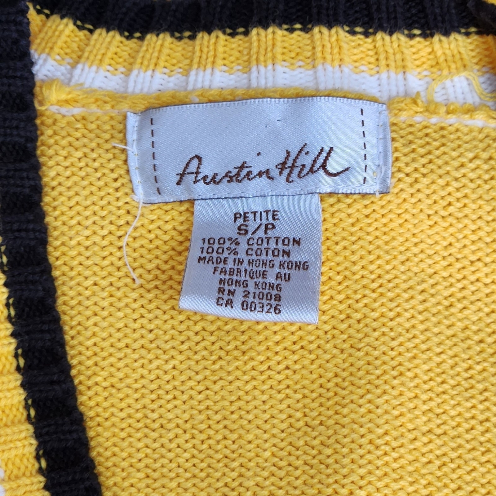 Vintage Austin Hill Yellow Nautical Themed Cardigan Sweater S/P
