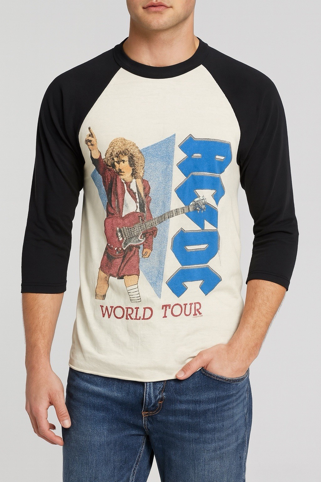 Vintage AC/DC World Tour 1993 Brockum Raglan T-Shirt Baseball