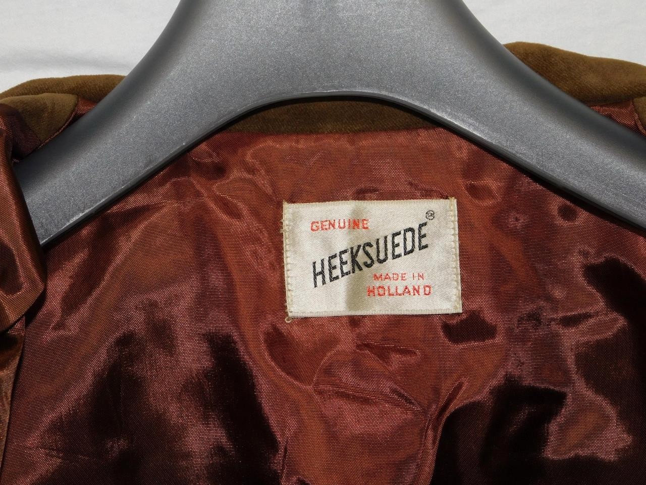 Vintage 60s Heeksuede Holland M Brown Jacket Velour Faux Suede Button MCM Mod