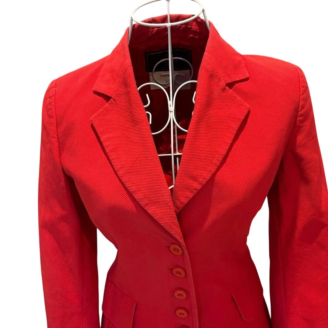 Vintage Fendi 365 Red Textured Piqué Blazer and Skirt Suit Set Size IT 38