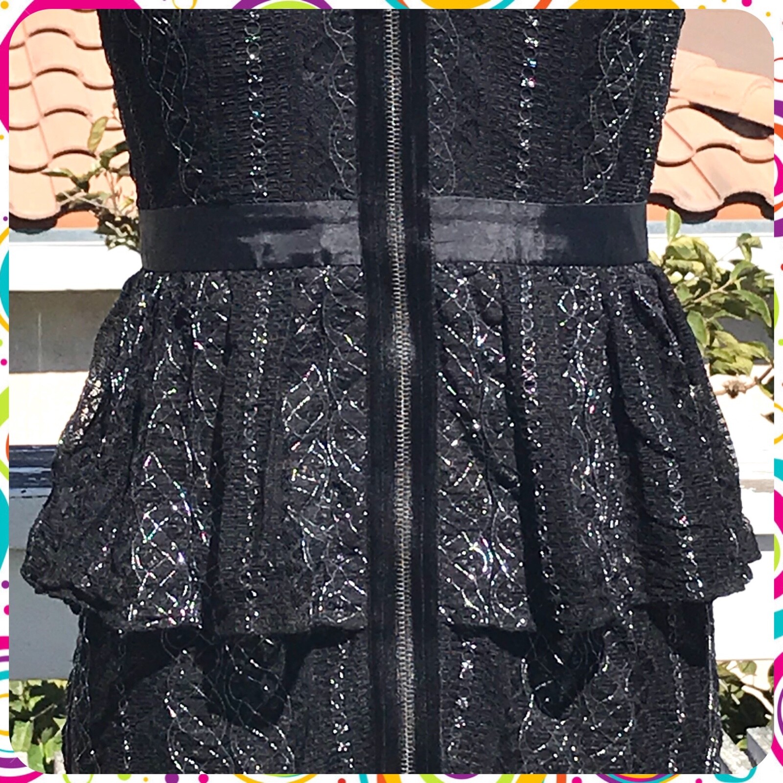 Vintage 90s LAUNDRY BY DESIGN Black Lace Sweetheart Neck Peplum Prom Dress Sz 2