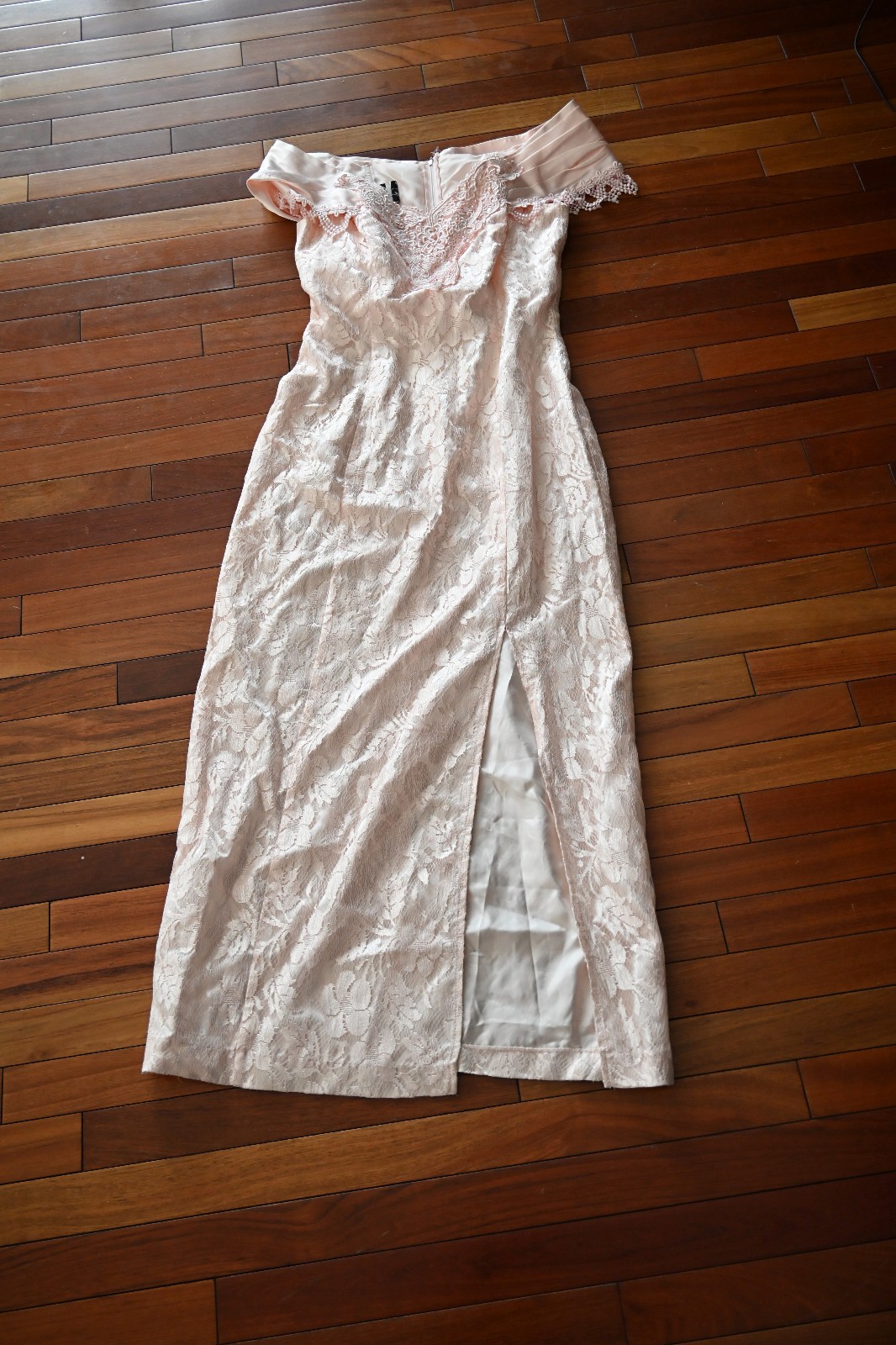 Vintage 80’s Dress Michaelangelo Lace Pink Prom Gown Tea Party Sz 11/12 Long