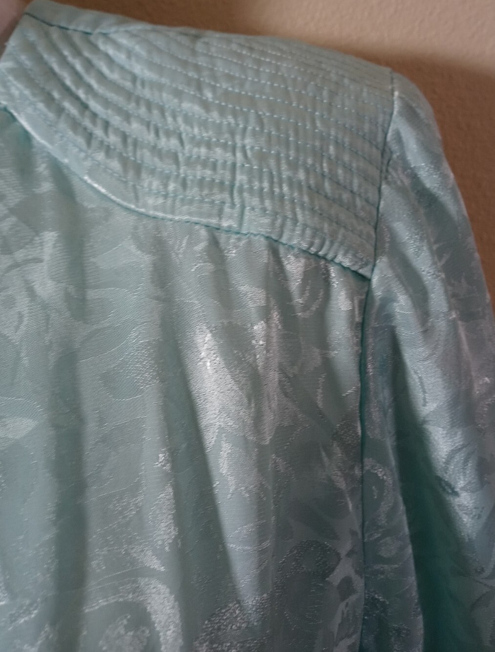 Vintage L.T.D. by Roberta Midi Dress Mint Green Satin Women 9/10 glass buttons