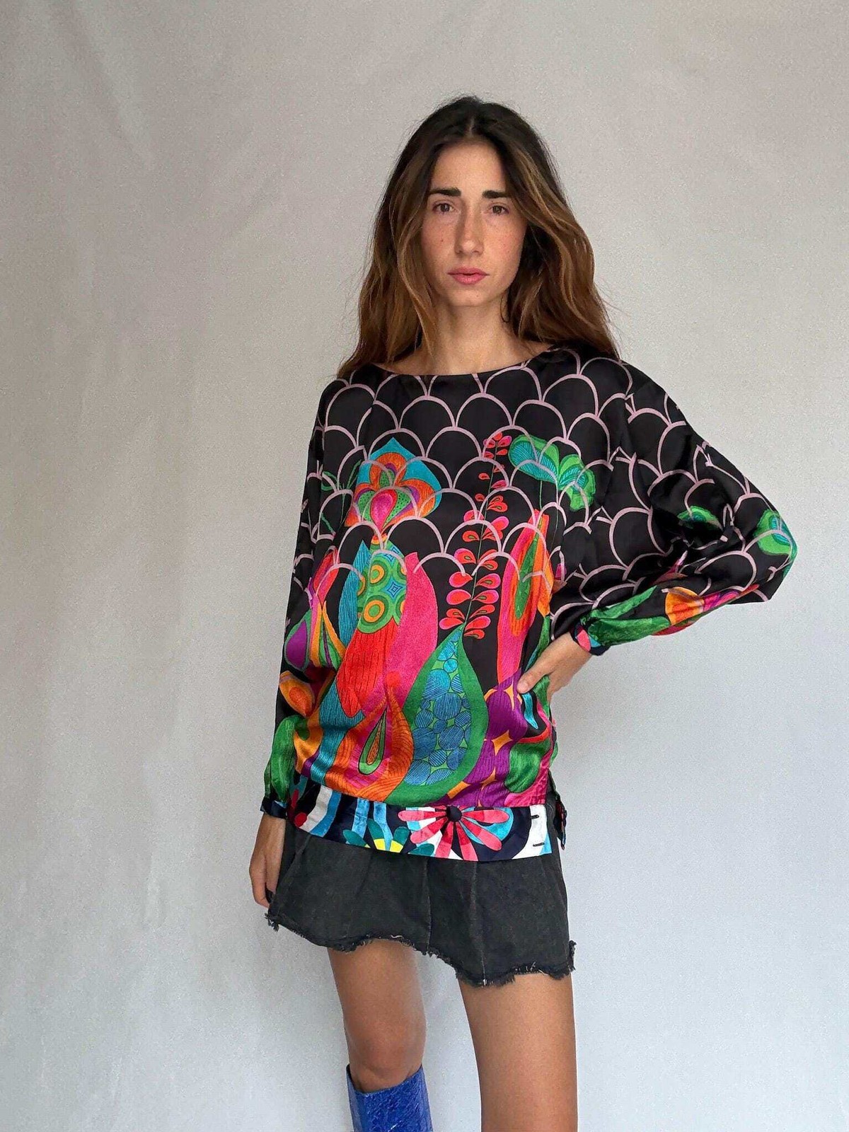 Desigual tunic top with psychedelic floral print US letter size L