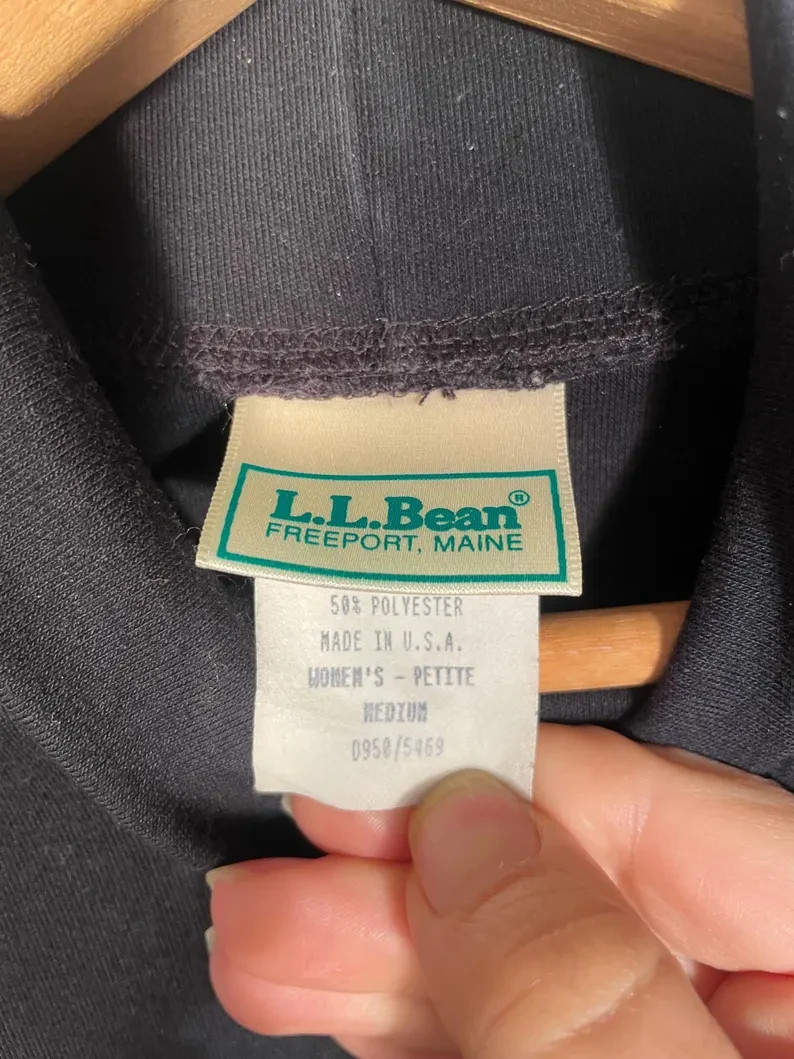 Vintage 1980s LL Bean Classic Simple Tshirt Material Black Dress Made In USA M