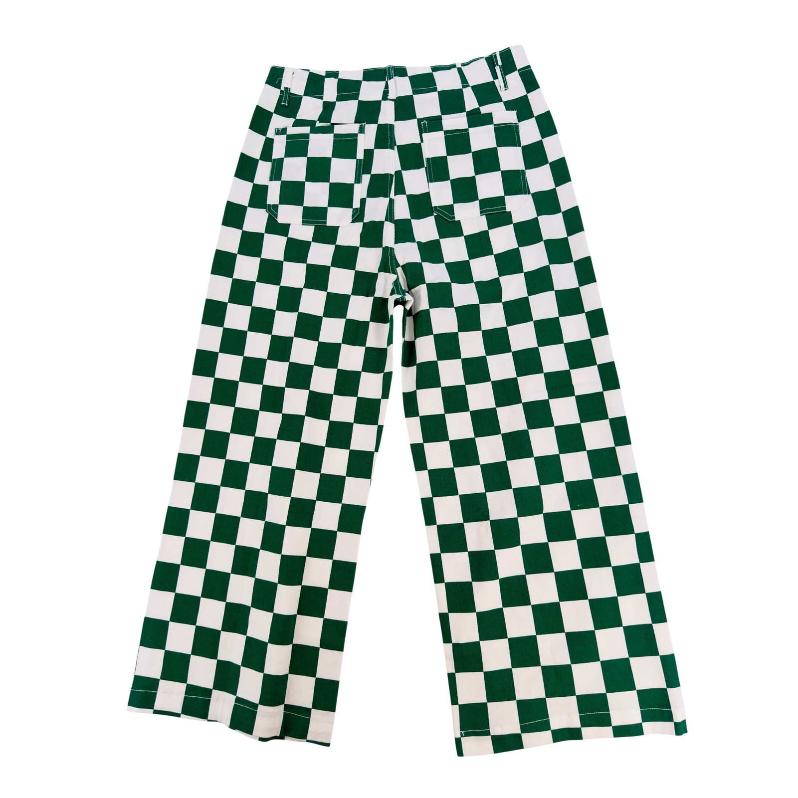 Green Checkerboard Pants Wide Leg Retro Streetwear Y2K Skater Size 10