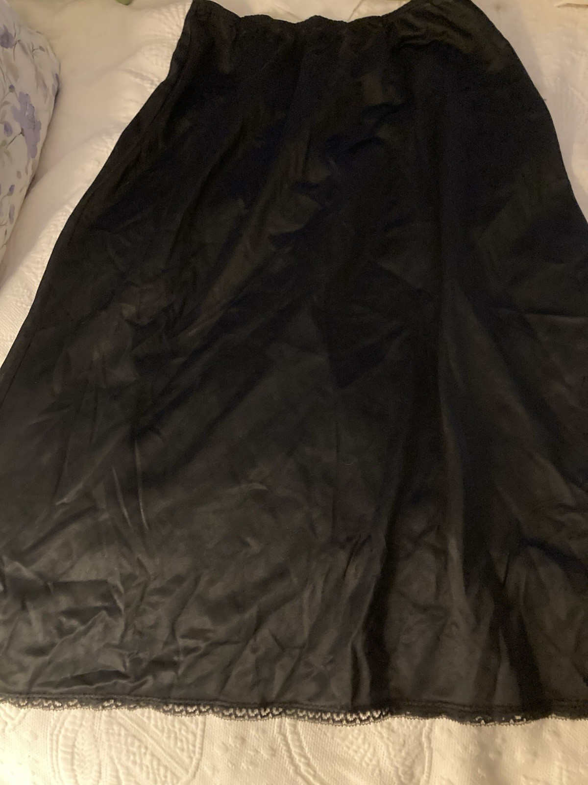 Vintage Formfit Rogers 1/2 Slip Black 6”Lace Satin Ribbon 28/32” waist