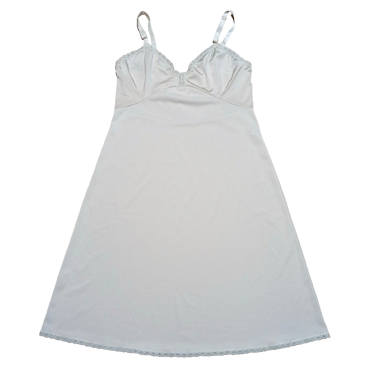 VTG Shadowline Full Slip Womens 36 Ivory Glamorous Sexy Lace Adjustable Modest