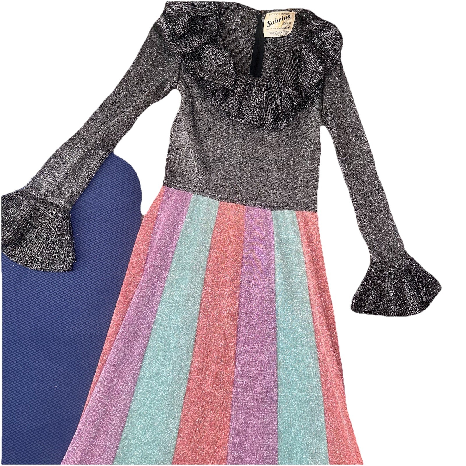 sabrina knit LTD rainbow lurex dress Size Small