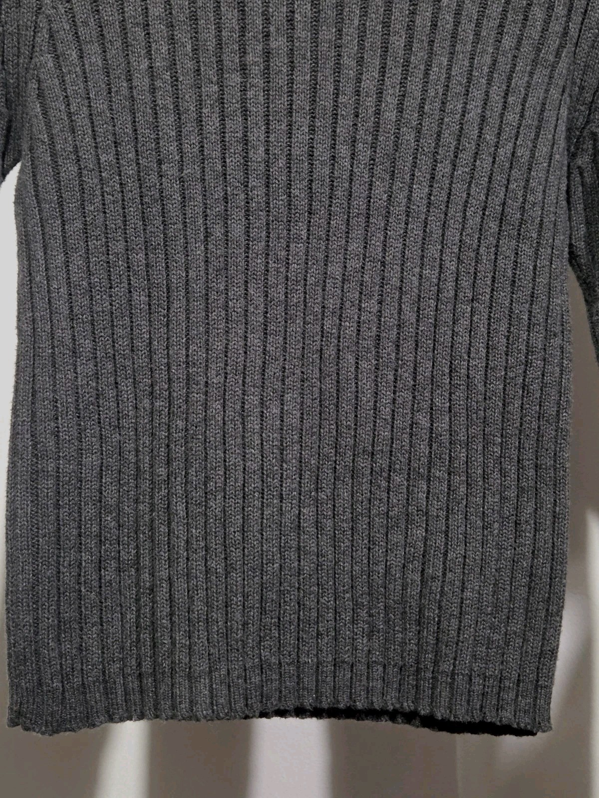 Jamie Scott Turtleneck Sweater Large Grey Womens Rib Knit 100% Cotton