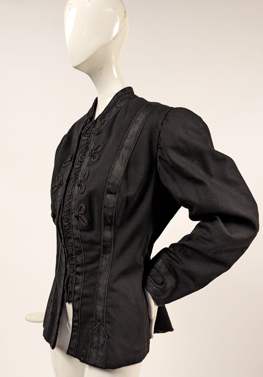 MILITARY GOTHIC STYLE EARLY EDWARDIAN BLACK JACKET W SOUTACHE + BRAID