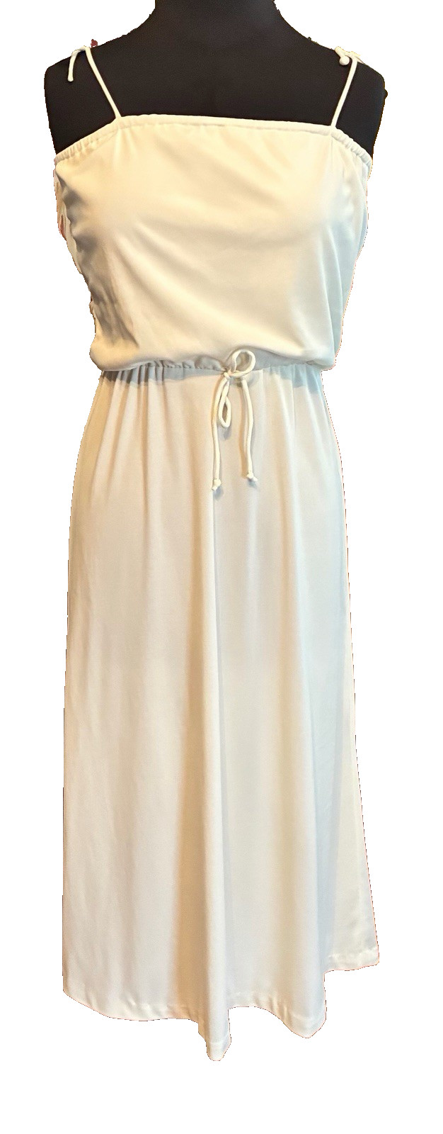 Vintage 1970’s Saturday Night Fever Disco Spaghetti Strap Cream Color Dress Med