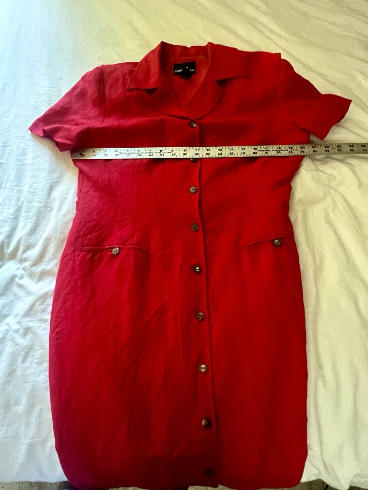 Iconic 90s Vintage Positive Attitude Button Front Shirt Dress Linen/Rayon Sz 14