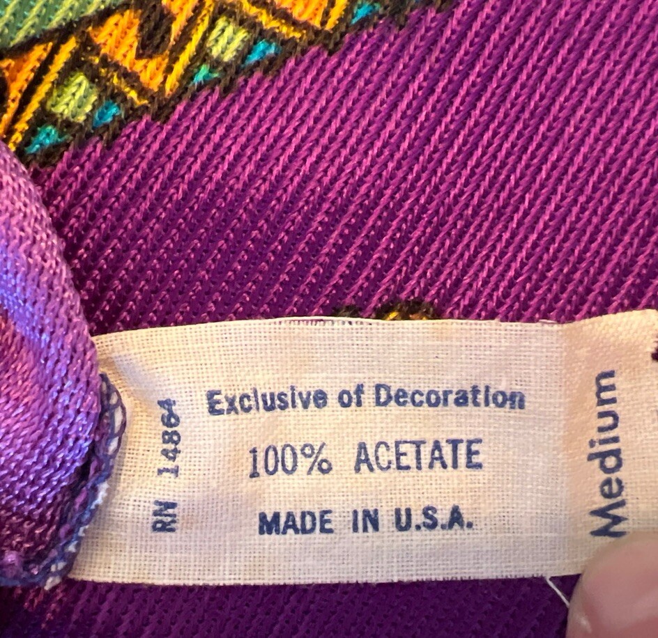 VTG 60s JUMPSUIT BELL BOTTOM FESTIVAL HIPPIE DISCO GROOVY Psychedelic PURPLE S/M