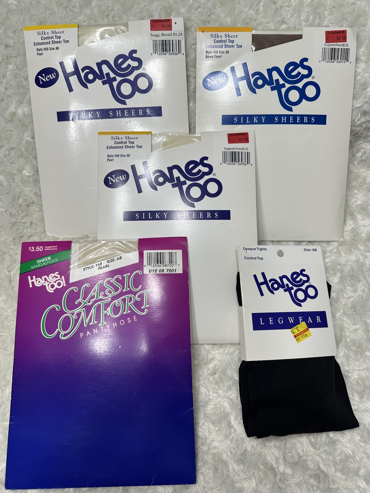 Vintage Lot of 5 Silky Sheers Hanes Too Pantyhose Barely There Tights Size: A B