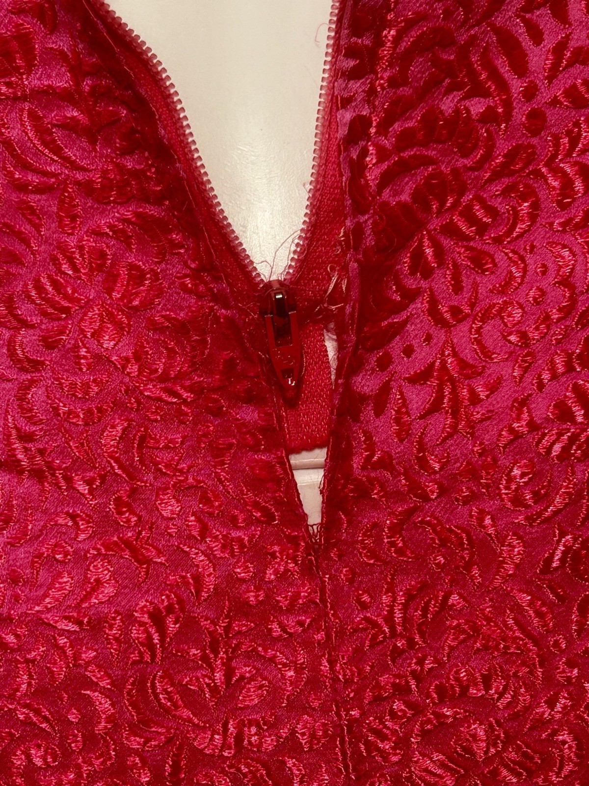Vtg 50s 60s Handmade Hot Pink Jacquard Mod Go Go Cocktail Shift Mini Dress SZ S