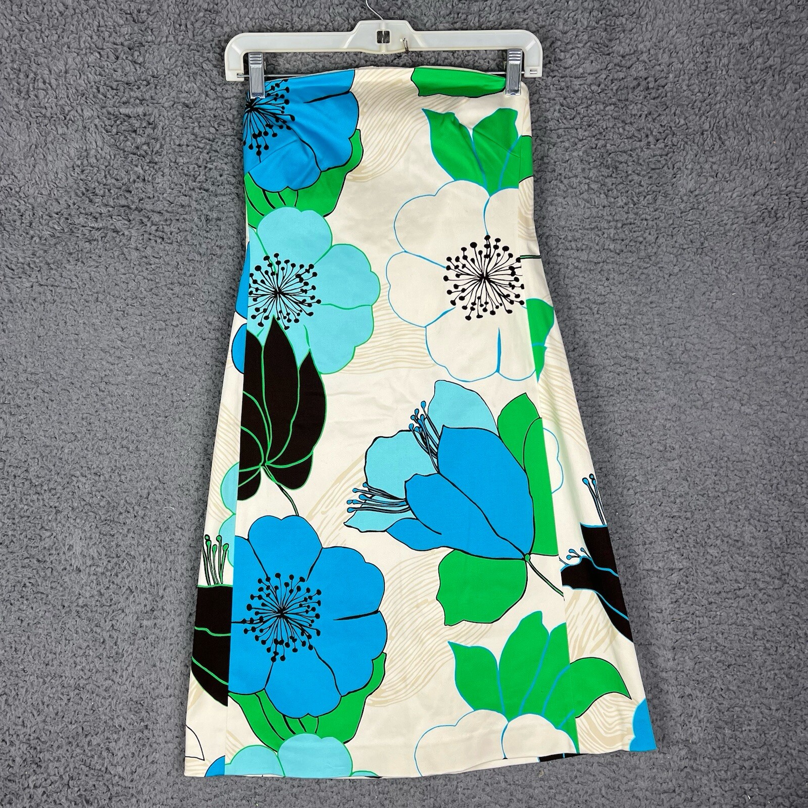 NWT Vtg Banana Republic Strapless Sz 4 Dress White/Blue Floral A-Line Y2K Spring