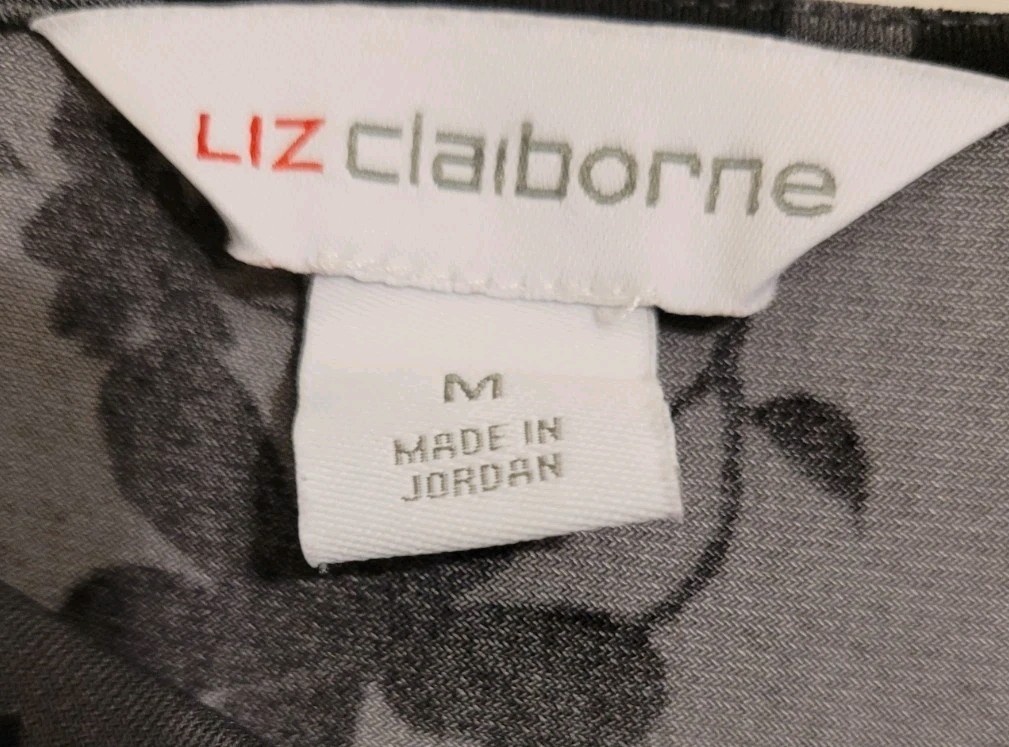 Vintage Liz Claiborne Gray And Black Floral Blouse