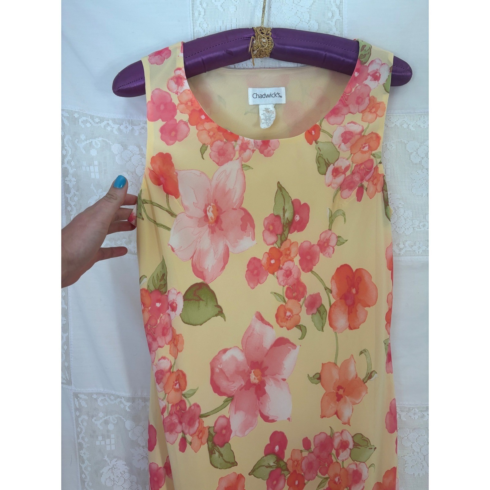 VTG 90’s/ Early 2000’s Butter Yellow Pink Floral Whimsy Jumper Dress Size L