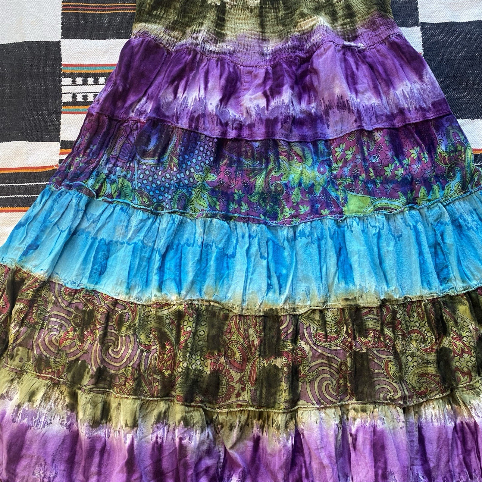 90’s/Y2K Sol Clothing Hippie Boho Tie Dye Cotton Summer Dress. Medium. Festival