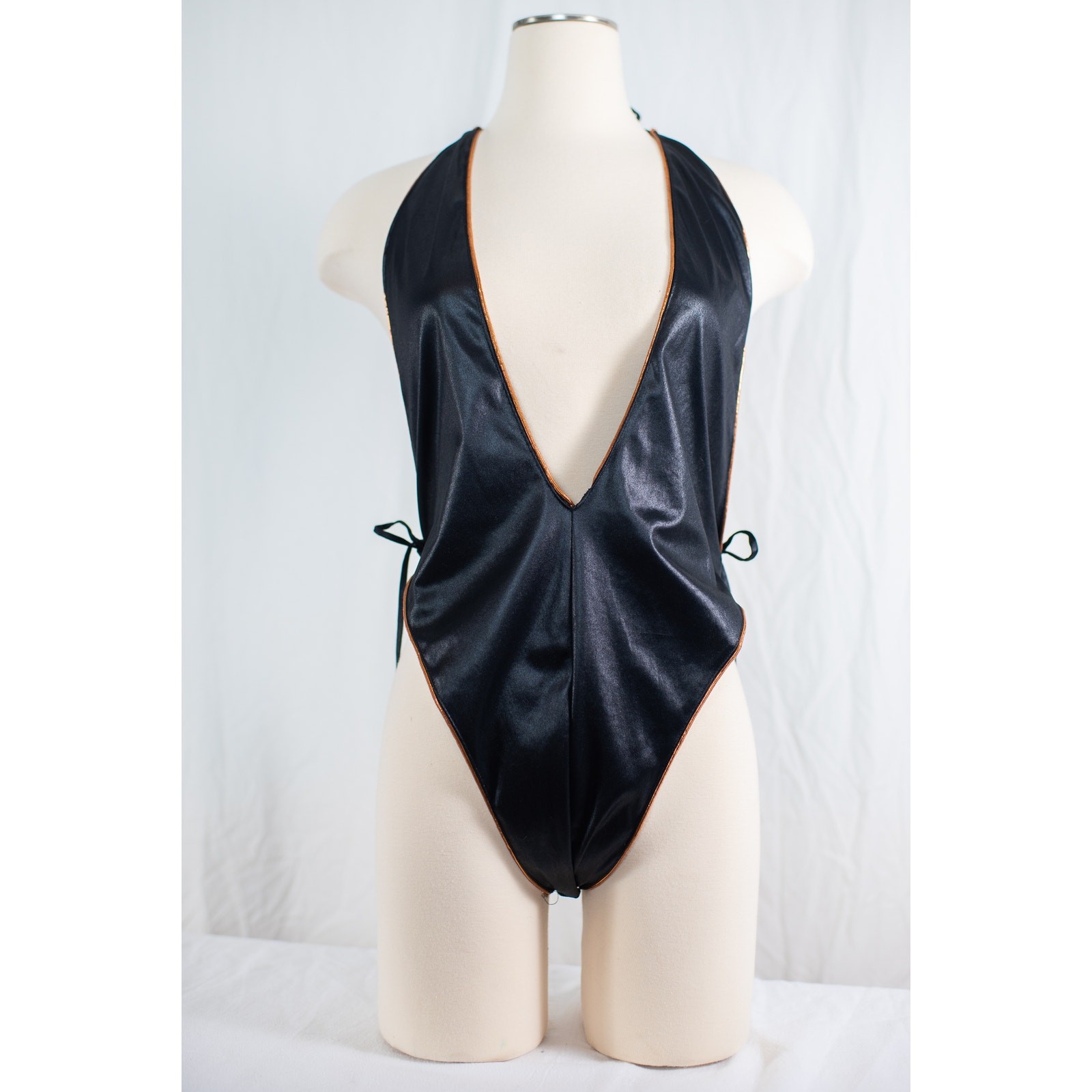 Vintage 90s Black Wet Look Bodysuit, Vampy Grunge Rave Clubwear Goth, XL XXL