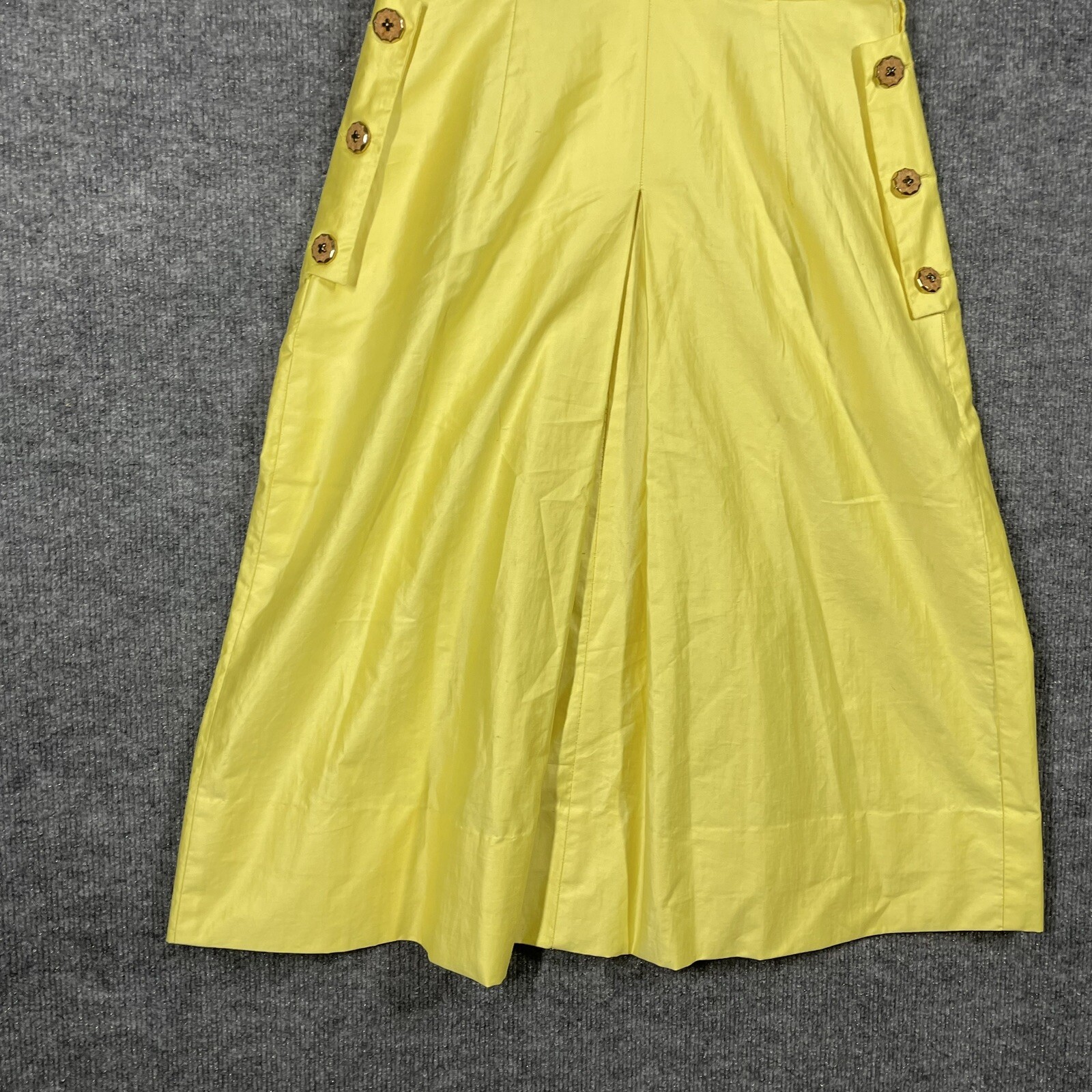VINTAGE 50s Town & Country Club Dress Small Polished Cotton Day Tea Swing Yellow