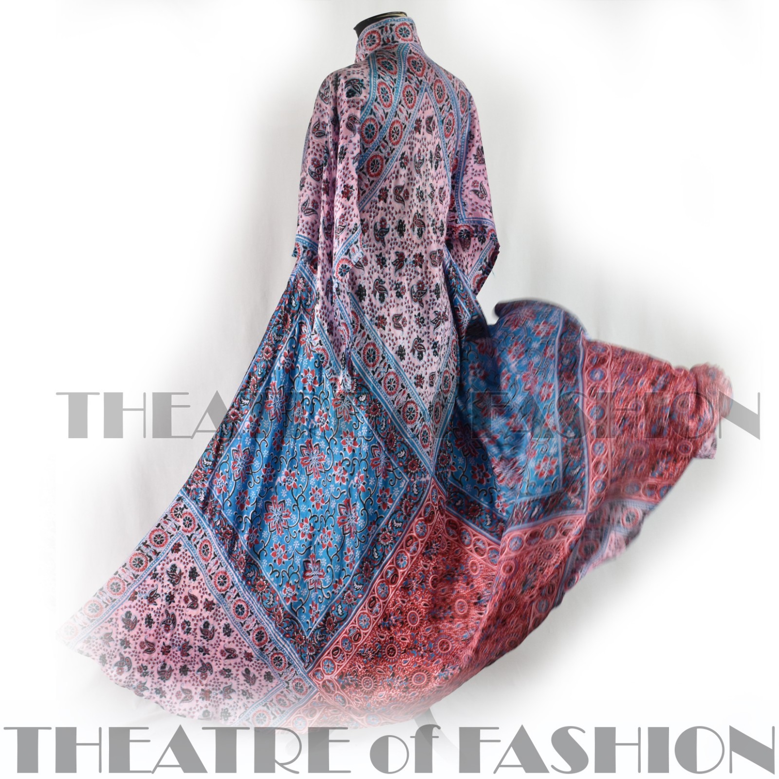 DRESS INDIAN SILK VINTAGE KAFTAN 70s WEDDING BOHO HIPPY-LUXE GODDESS M L XL XXL