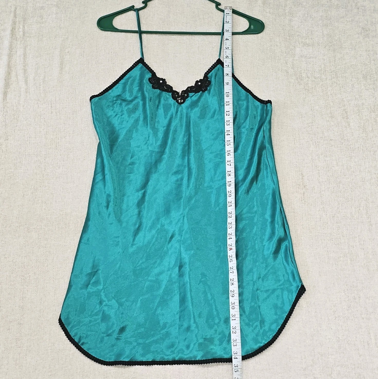 Vintage Inner Most Slip Dress Nightgown Embroidered Romantic Small Green Satin