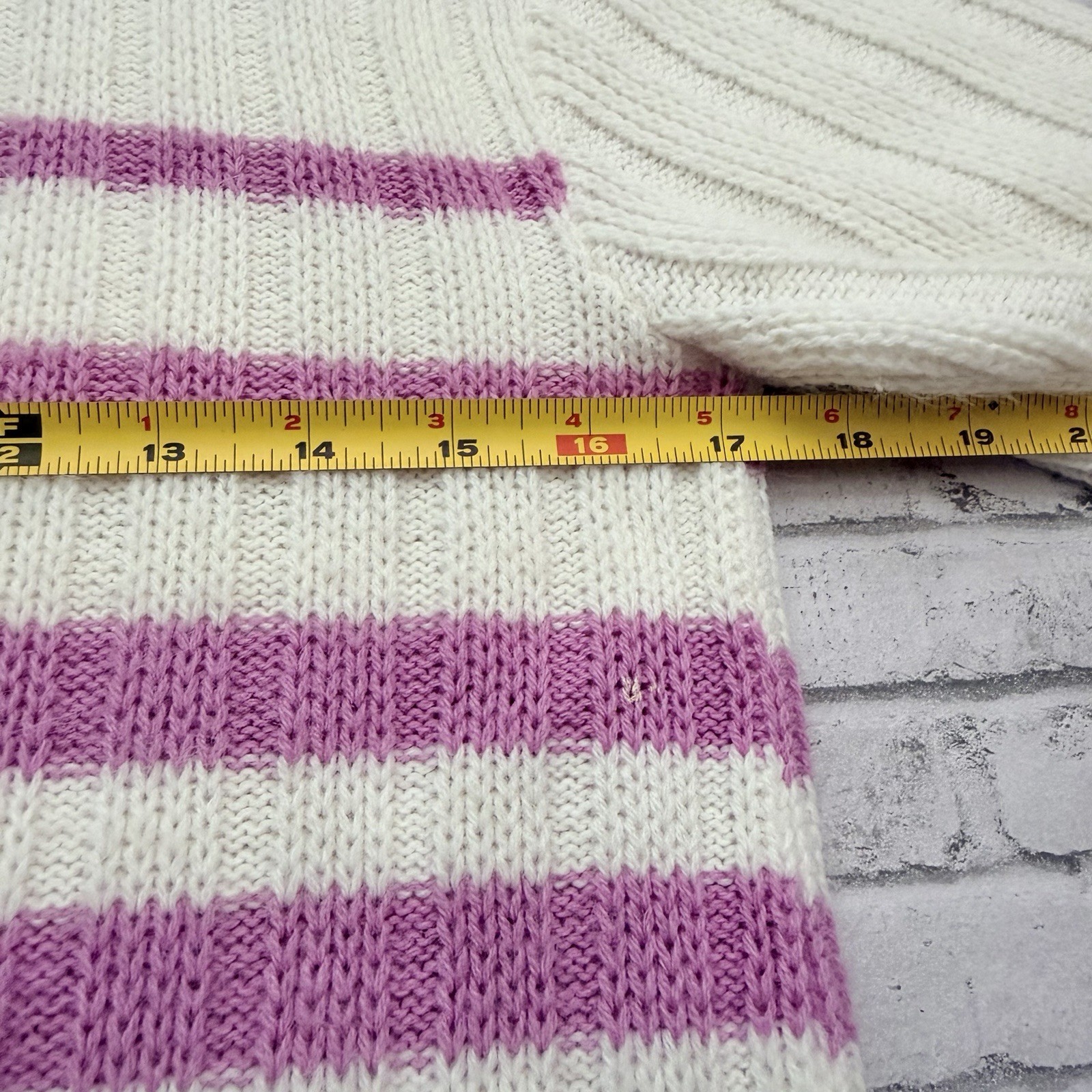 Vintage 1960s Lauren Knitwear Turbo Orlon Purple Striped Short Sleeve Sweater
