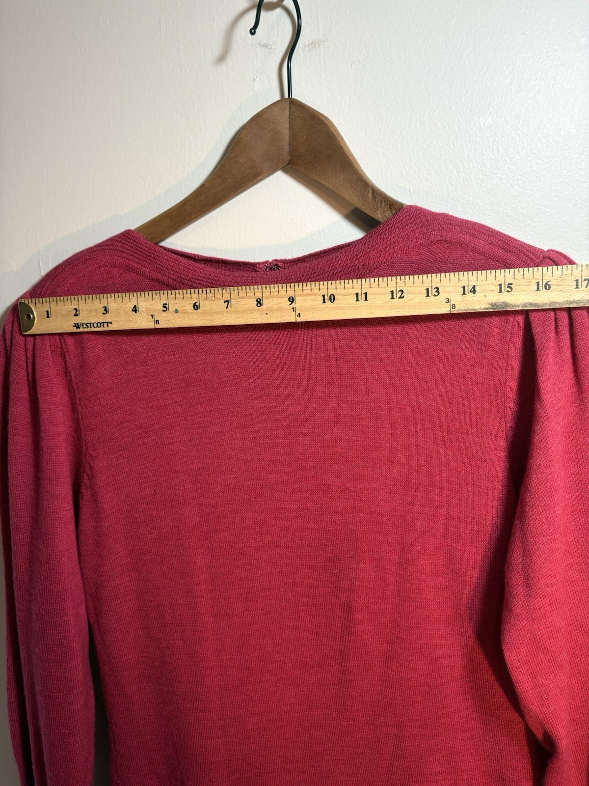 Vintage Ciao Ltd 100% Pure Wool Sweater Dress Pink Red Lined Puff Sleeve 80s