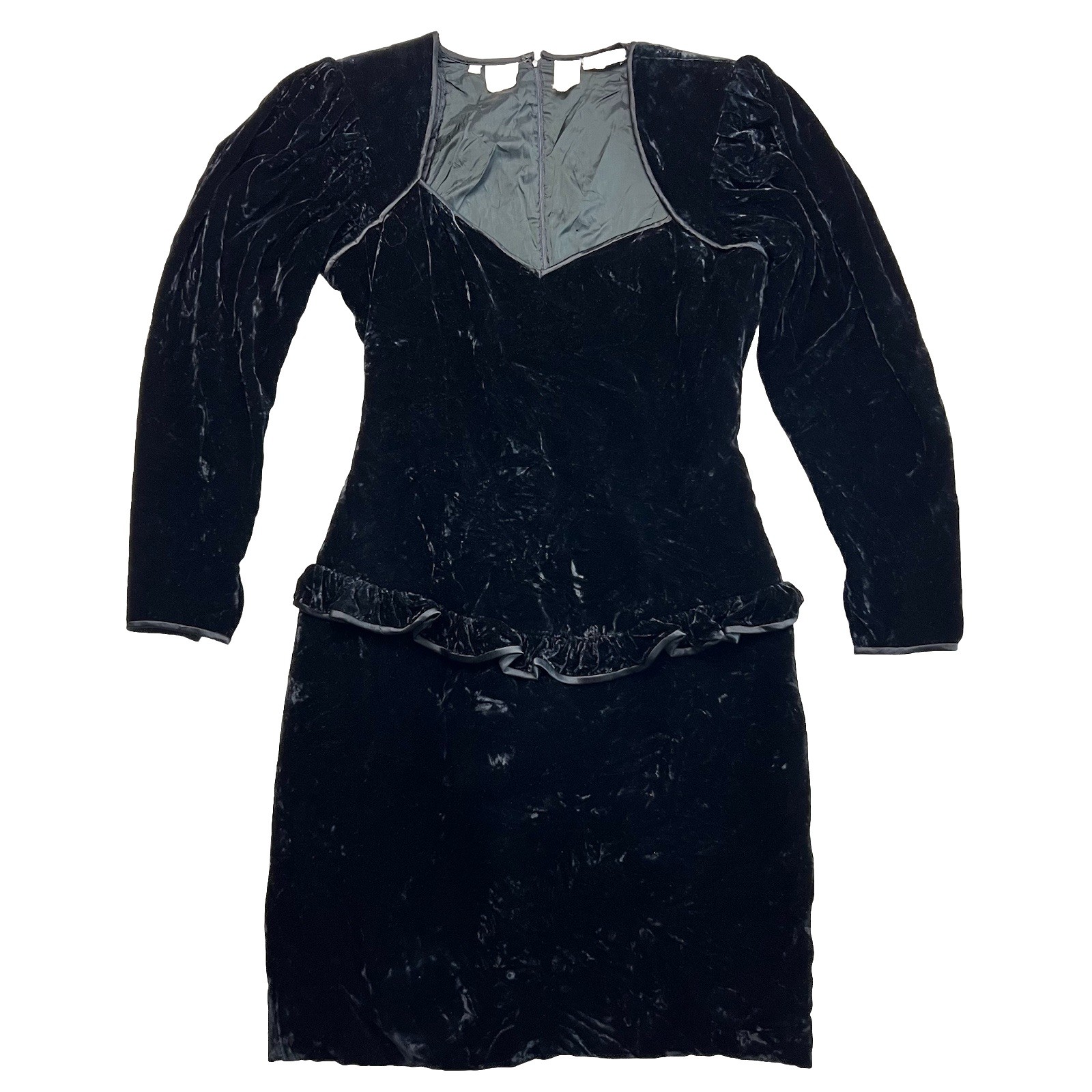 Vintage Ungaro Dress Parallele Paris Sz 8 Black Crush Velvet Made Italy Glam