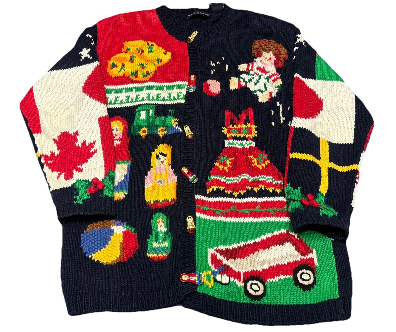 Vintage All Over Print Hand Knit Sweater Cardigan F2