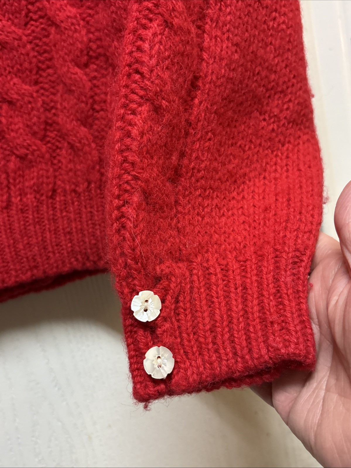 Vtg 60s Robert Scott Ltd Women’s Sz36 Red Shetland Wool Cardigan Sweater M-L