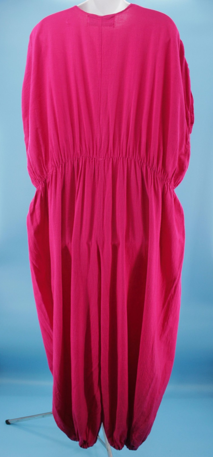 Vtg Women’s 80s Fuchsia Loose Fit Cotton Jumpsuit Sz M/L 1980s New Hero