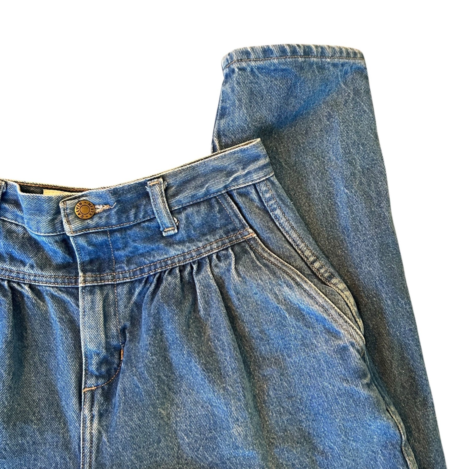 Vintage Calvin Klein Pleated Ultra High Rise Balloon Denim Jeans USA 6