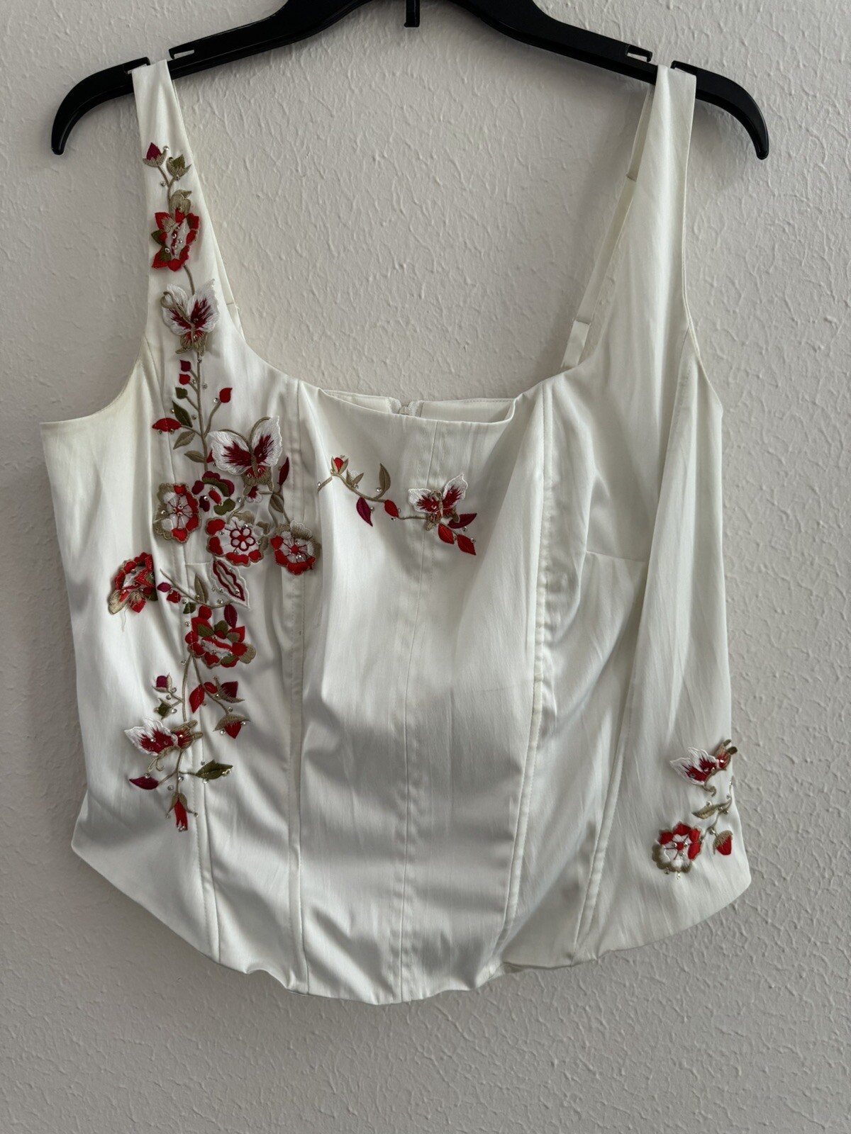 Vintage Lana Erica 3pc set Floral Embroidered jean jacket jeans corset top XL/12