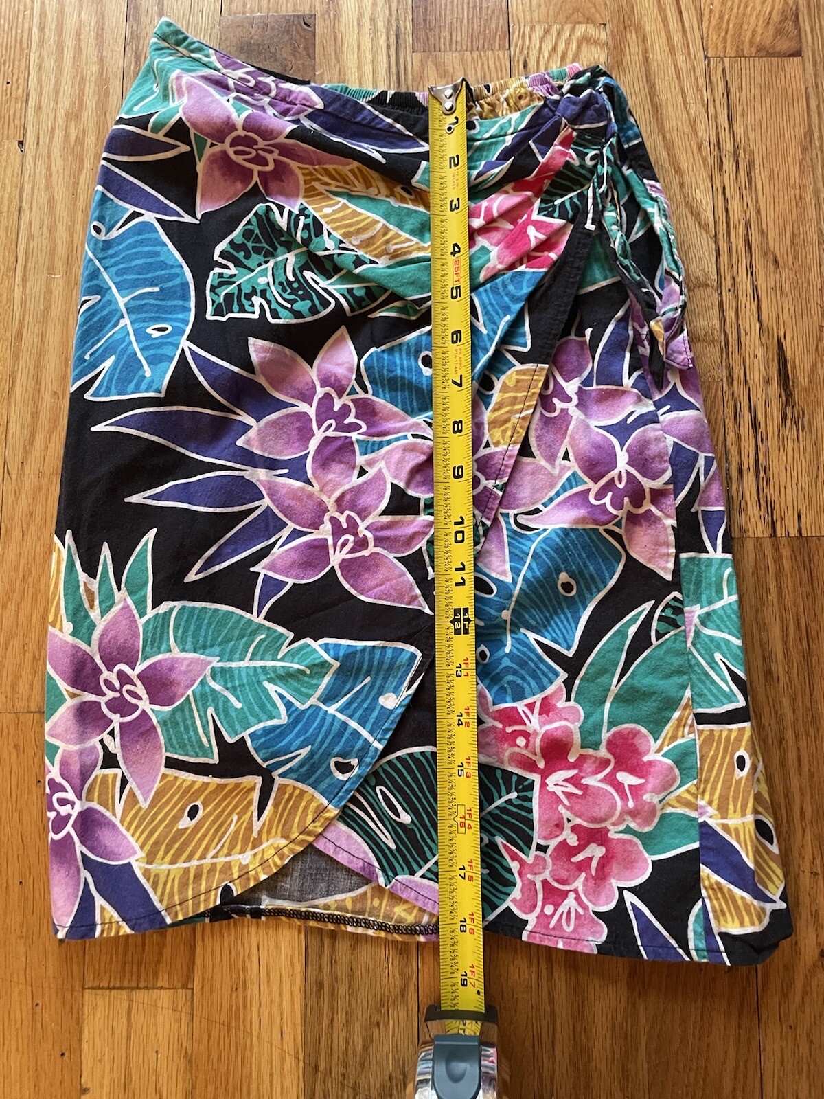 vintage ILGWU summer wrap skirt floral hawaiian beach swim cover up S