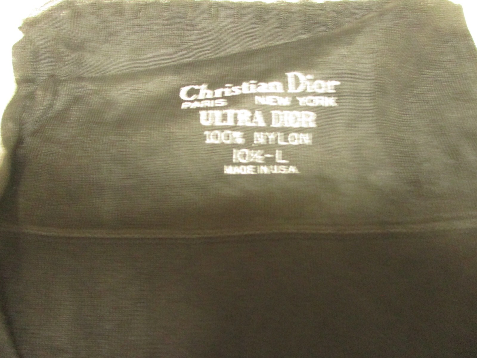 1PR VINTAGE CHRISTIAN DIOR SANDALFOOT FLAT KNIT NYLON STOCKINGS 10 1/2 LONG BLAC