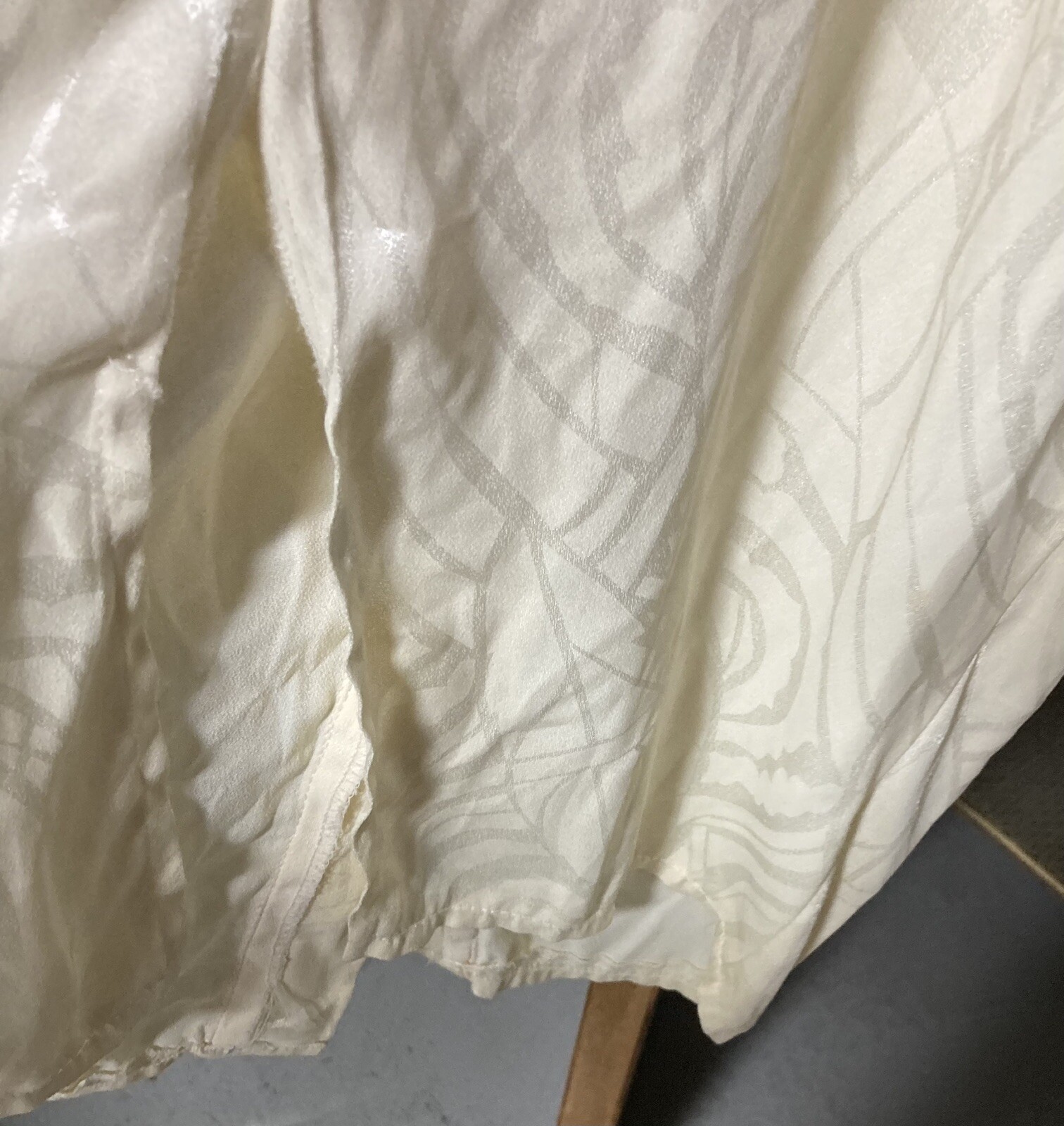 Vintage 90s  White Cream Silk-like Dress.size 3 buttons down the front 