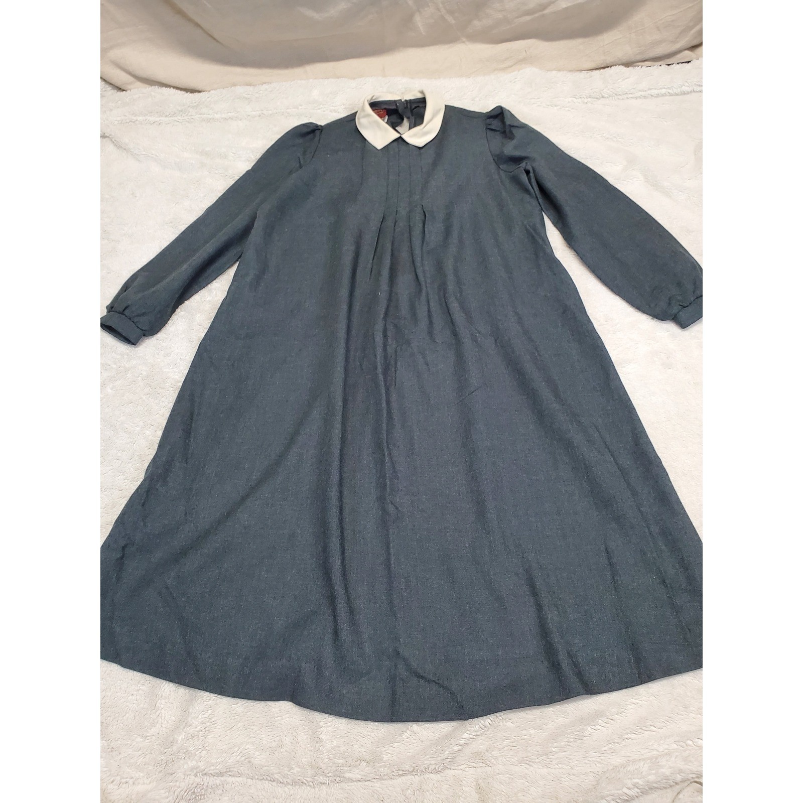 Vintage Gray Collared Maternity Dress 6 Maternal, Modest, Mature Retro Classic