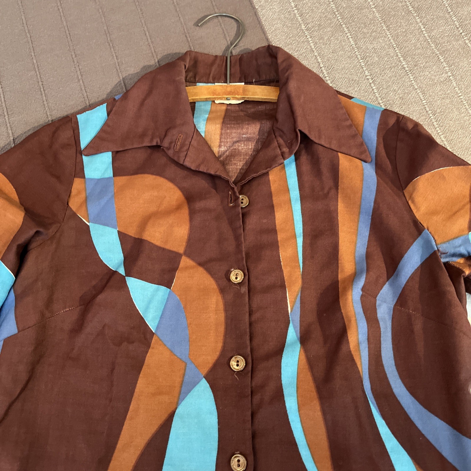 Vintage Vera Brown And Blue Blouse